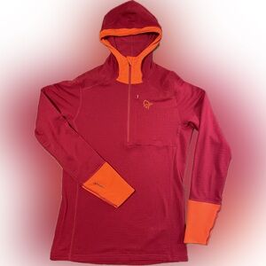 Women's Red Hooded Half-Zip Base Layer Top
